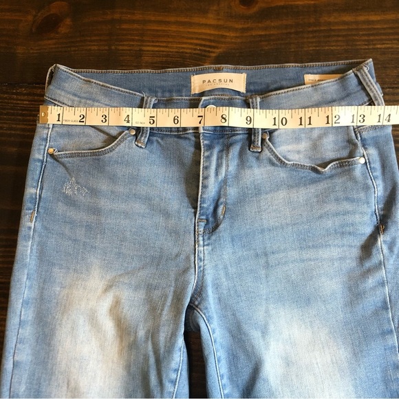 PACSUN Ankle Jegging Jeans Women’s 26 Faded Raw Hem Boho Skinny Stretch Denim - Picture 6 of 14